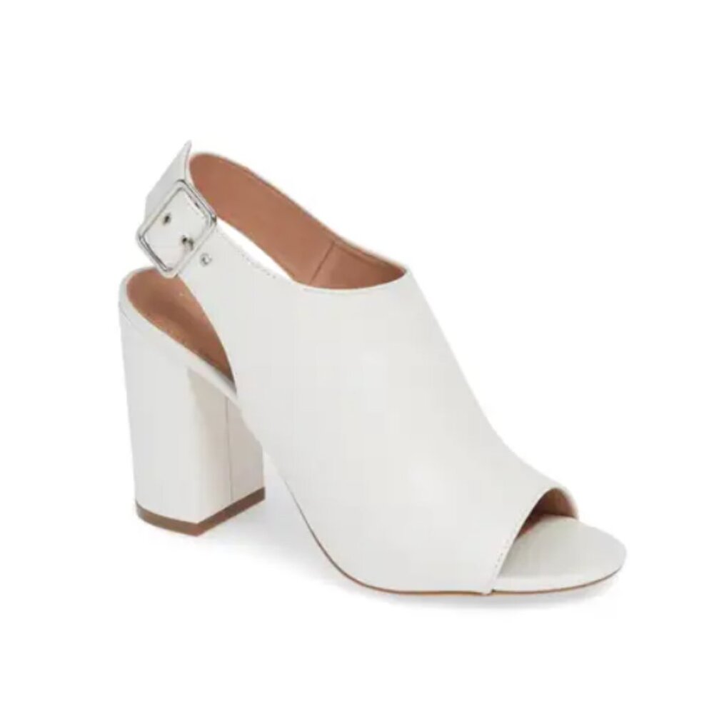Dina Slide White Leather Sandal (Women) Halogen Size 8.5 M